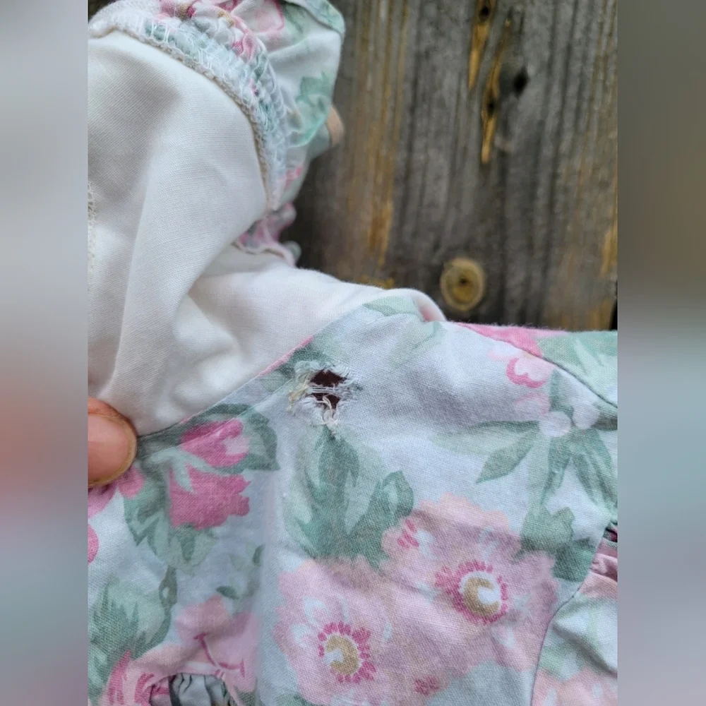 VTG Floral Dress Girls 3T COTTAGECORE  pink Prairie rosette lace FAIRY 90s